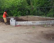 Service work building garden beds.